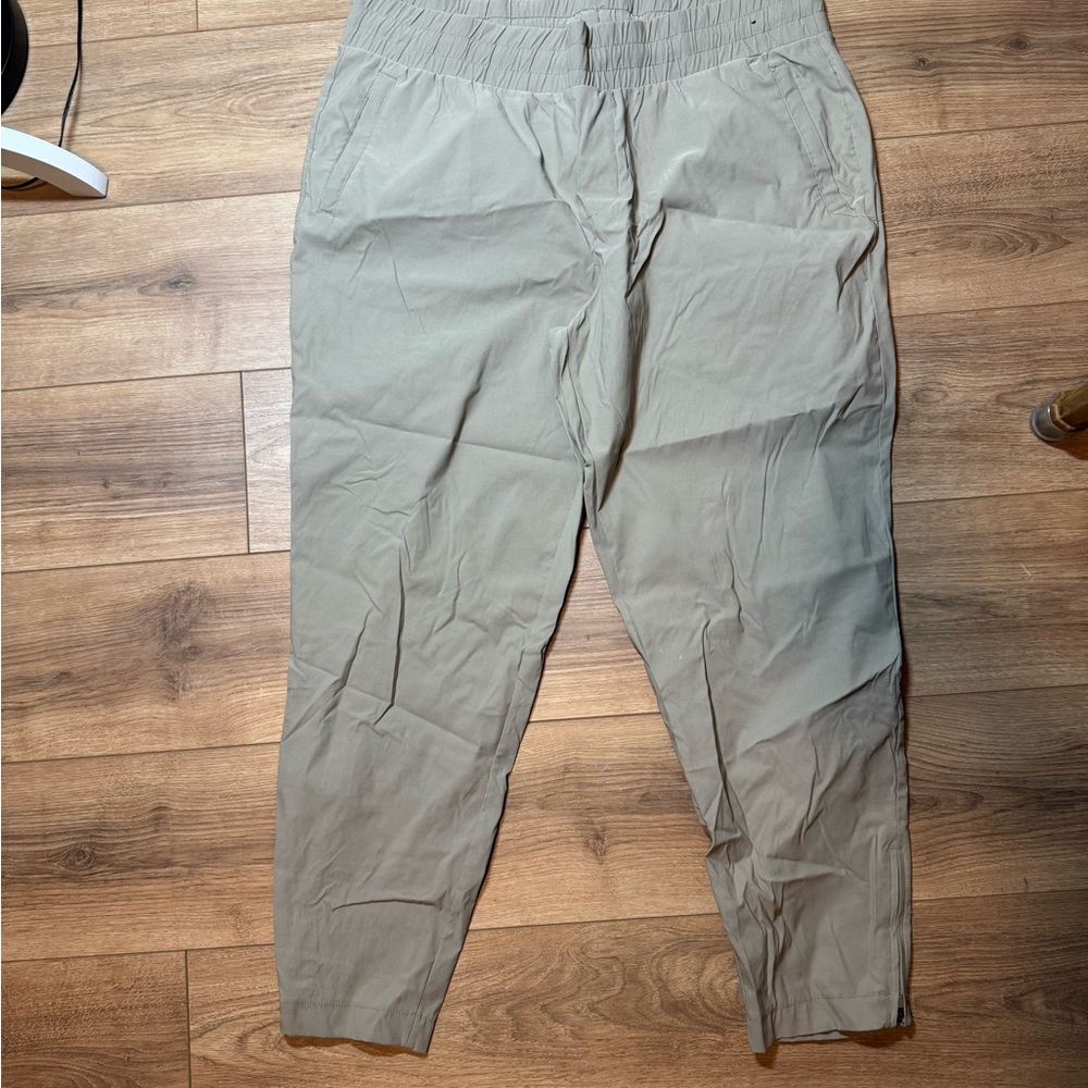 Women’s Tan Pull-On Elastic Pants with zipper ankles